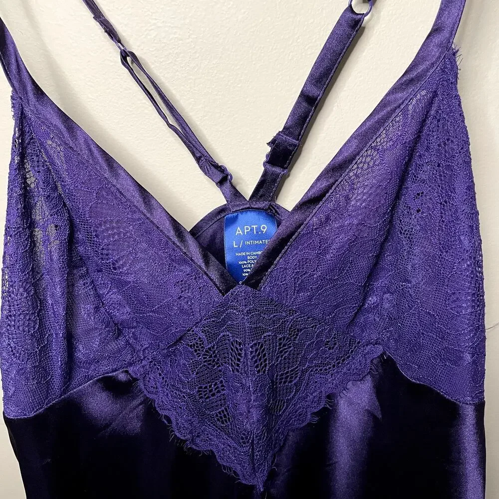 APT 9 Womens Baby Doll Lace Slip/Chemise‎ Slip Lingerie Camisole Size Lg - Picture 2 of 7